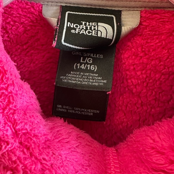 The North Face Vibrant Pink Girls' Full Zip Fuzzy Cozy Fleece Sz Lg (14/16) - Picture 3 of 11